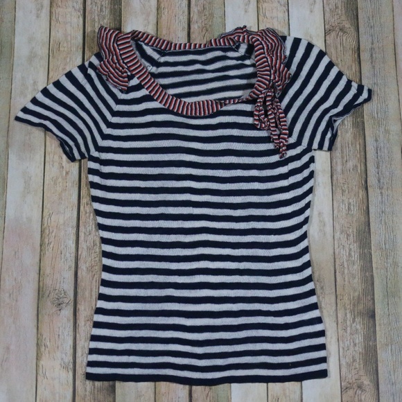 Anthropologie Tops - Charlie & Robin Anthro Ruffled Horizons Top Stripe